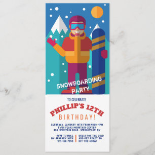 Invitación para niños de Snowboard