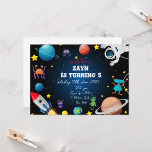 Invitación para niños fuera del espacio chicos