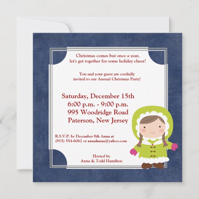 Invitación para niños Navidades 5x5 (Anverso)