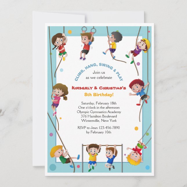 Invitación para niños que escalan (Anverso)