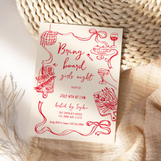 Invitación para noche de chicas: Trae una tabla