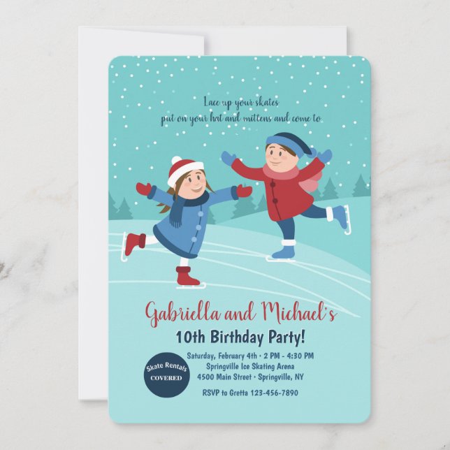 Invitación para patinadores de hielo de niños y Ch (Anverso)