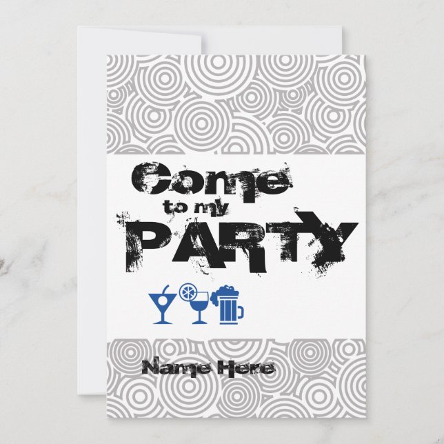 Invitación para personalizar Come to my Party (Anverso)