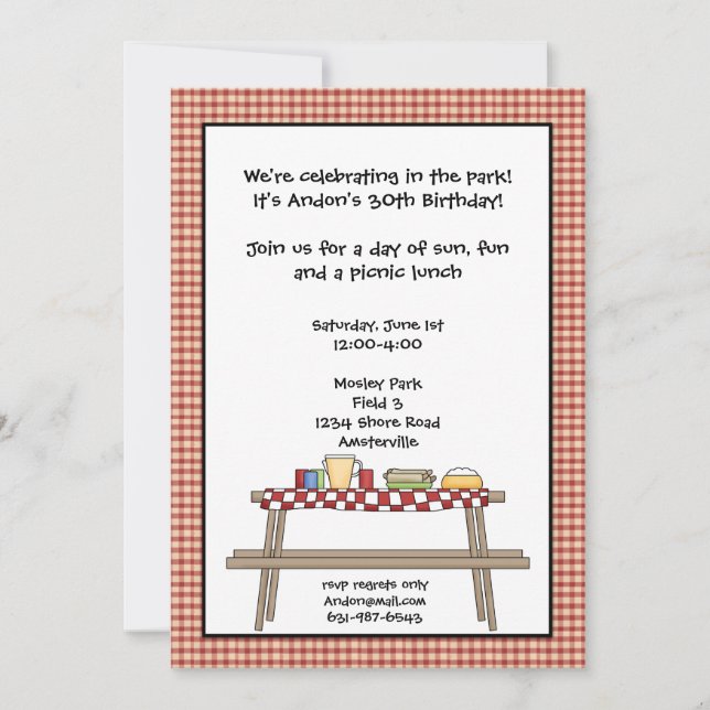Invitación para picnic (Anverso)