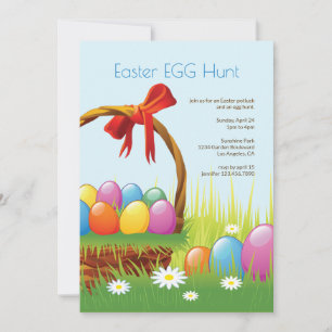 Invitación para picnic a la cesta de huevos de Pas