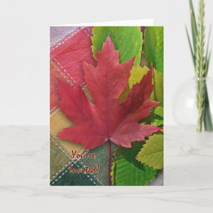 Invitación para picnic de otoño, hoja de arce roja