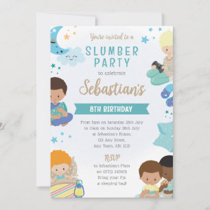 Invitación para pijamada de chicos: pijamas, almoh