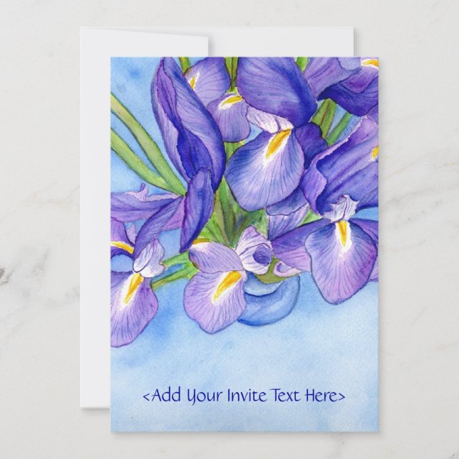 Invitación para pintura de flores Iris Vase (Anverso)