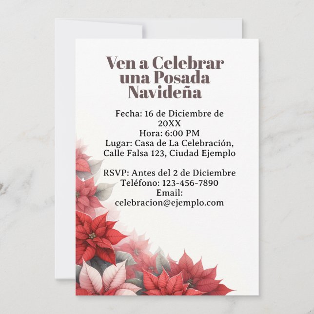 Invitación para Posada Navideña (Anverso)