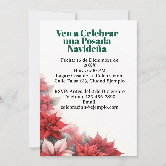 Invitación para Posada Navideña (Anverso)
