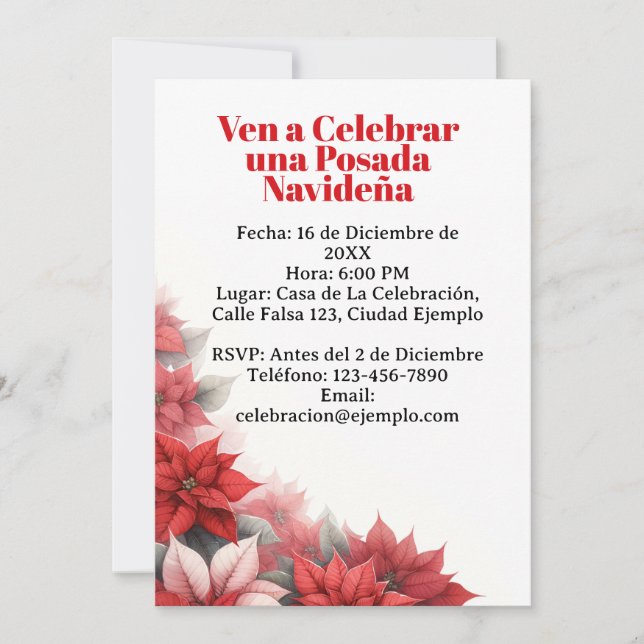 Invitación para Posada Navideña se traduce a sí mi (Anverso)