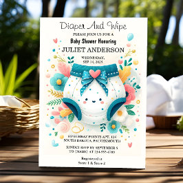Invitación Para Post Dad Pink Blue Diaper Y Limpiar Baby Show