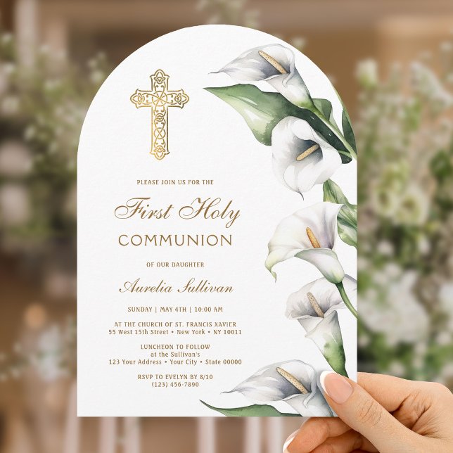 Invitación para Primera Comunión con Arco de Lirio (Subido por el creador)