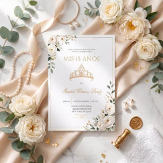 Invitación para Quinceañera con Tiara Dorada
