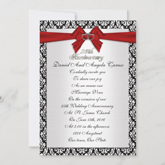 Invitación para renovación de votos por el 25º Ani (Anverso)