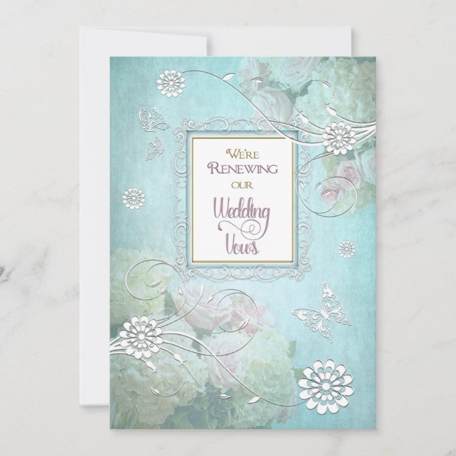 Invitación para renovar votos de matrimonio, flora (Anverso)