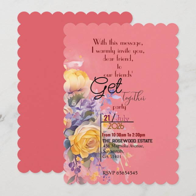 Invitación para reunirse con amigos (Anverso / Reverso)
