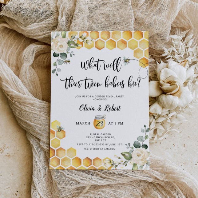 Invitación para revelar el género de los mellizos (Subido por el creador)