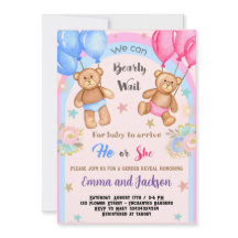 Invitación para revelar el género del oso de peluc