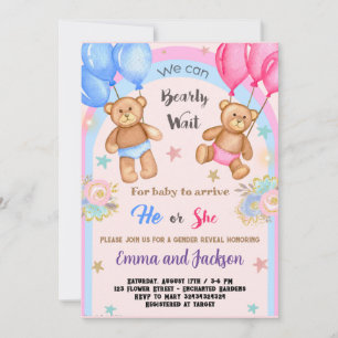 Invitación para revelar el género del oso de peluc