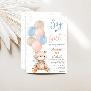 Invitación para revelar el género del oso de peluc
