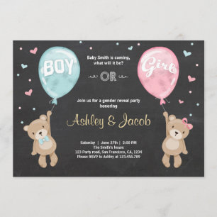 Invitación para revelar el género Teddy osos Chico