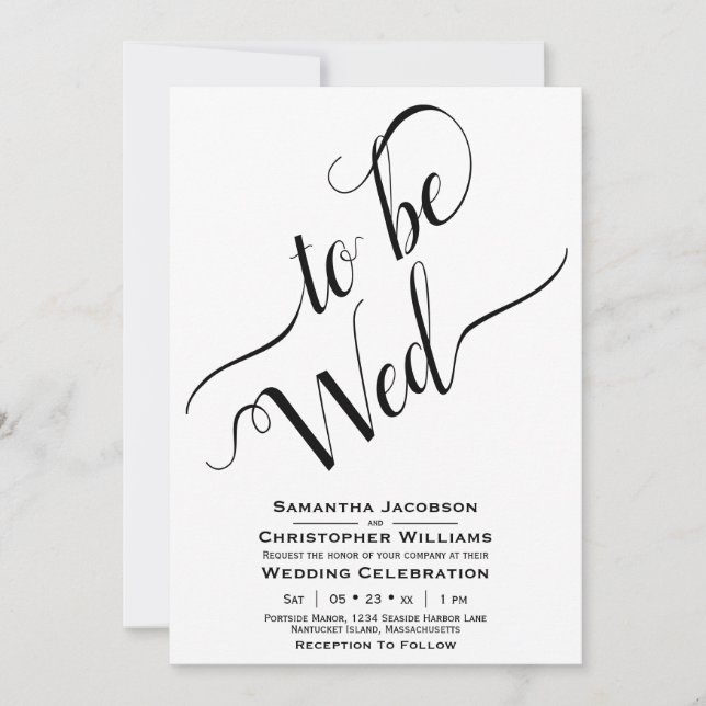 Invitación Para ser Casados Caligrafía Elegante Sencilla Boda (Anverso)