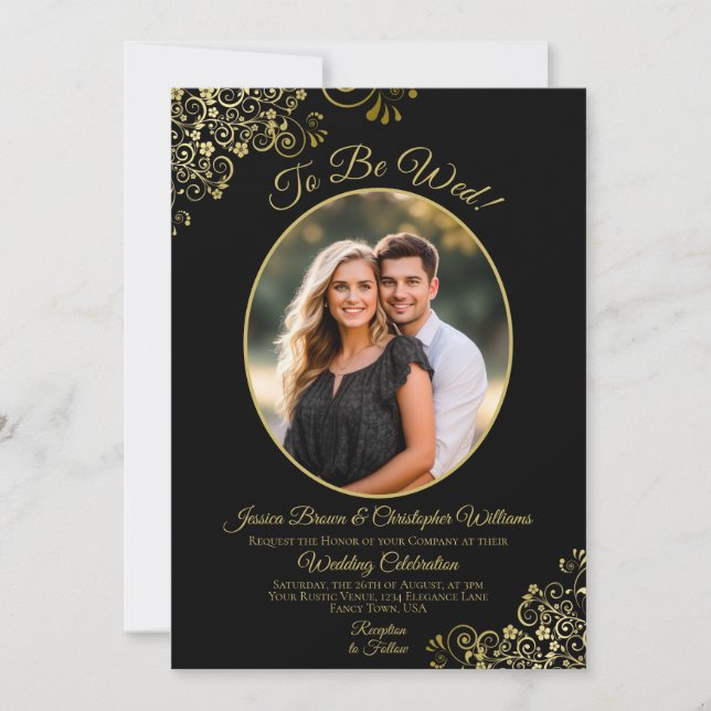 Invitación Para ser mujer negra y dorada Código QR y Boda de  (Anverso)