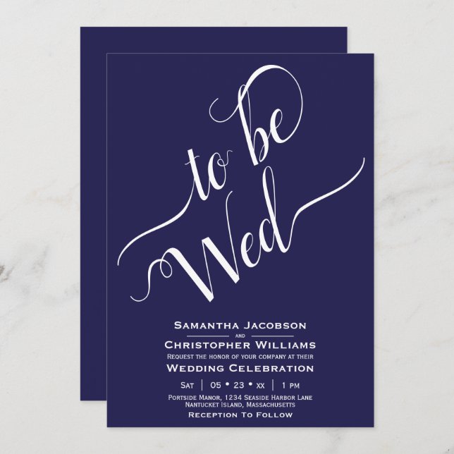 Invitación Para ser Wed Elegant Calligraphy Simple Boda de la (Anverso / Reverso)