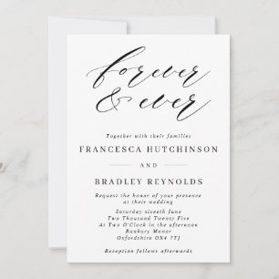 Invitación Para Siempre Elegante Caligrafía Monocromo Boda In