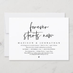 Invitación Para siempre empieza ahora, Boda Elopement Fiesta
