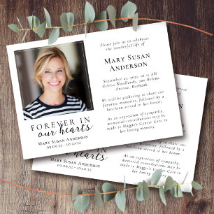 Invitación Para siempre en nuestro corazón: Funeral de fotos