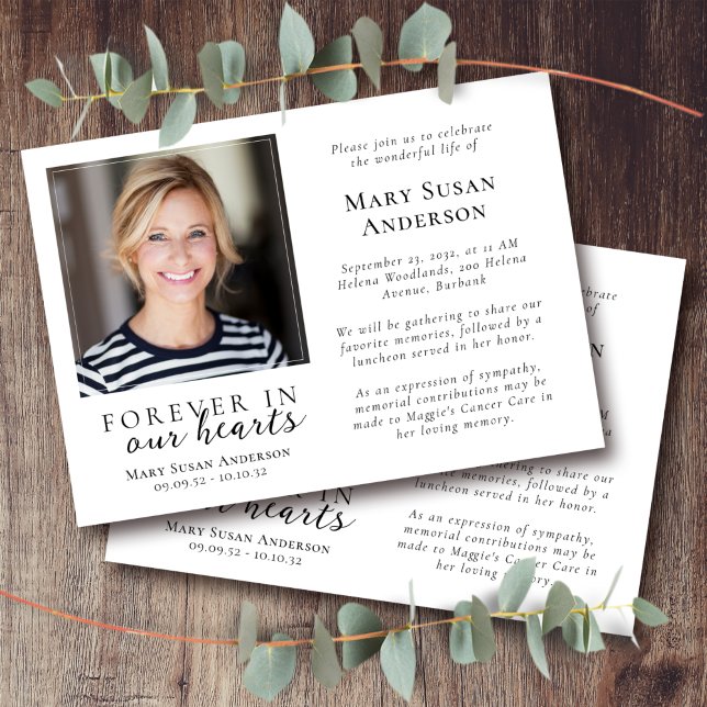 Invitación Para siempre en nuestro corazón: Funeral de fotos (Subido por el creador)