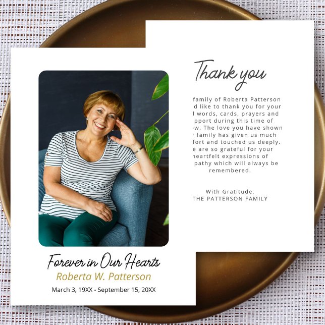 Invitación Para siempre en nuestros corazones Foto Funeral Gr (Subido por el creador)