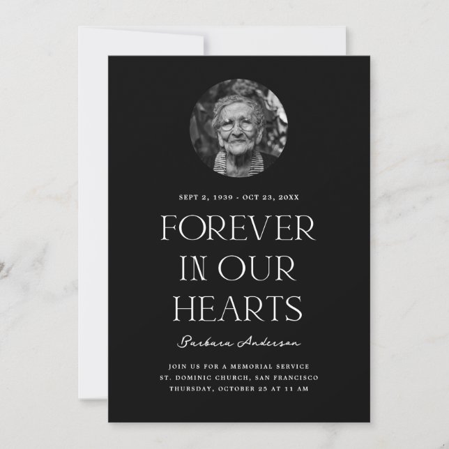 Invitación Para siempre en nuestros corazones | Funeral conme (Anverso)
