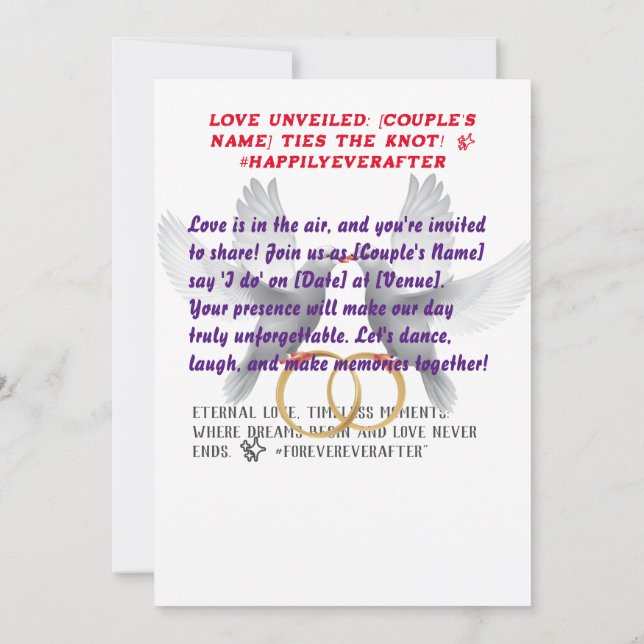 Invitación Para siempre revelado: Los Bodas de [Nombre de la  (Reverso)