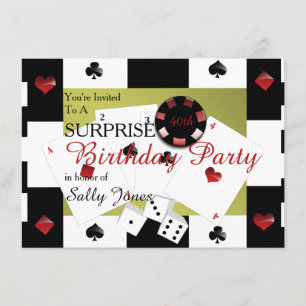 invitación para sorpresa de cumpleaños de casino
