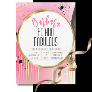 Invitación Para su 60 y fabuloso resumen de color rosado cali