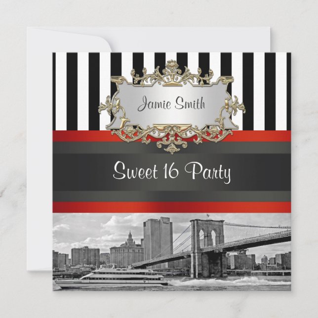 Invitación para Sweet 16 con vista al horizonte de (Anverso)