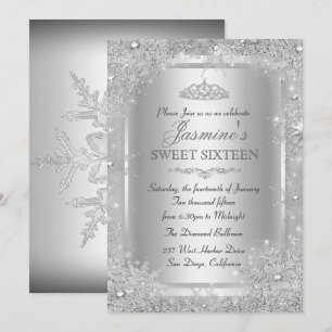Invitación para Sweet 16 de Plata Invierno Paraíso