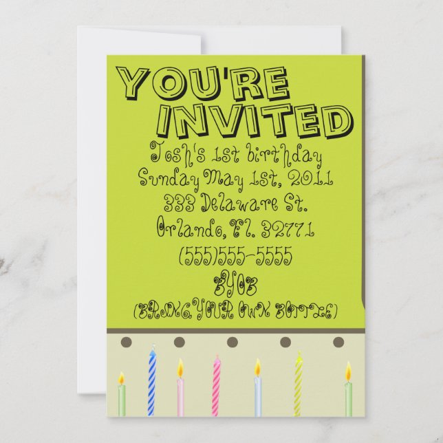 invitación para tarjeta de cumpleaños de bebé o ch (Anverso)