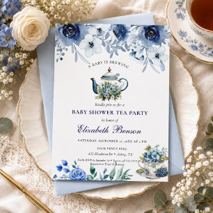 Invitación para té de baby shower Flor de Rubor Un