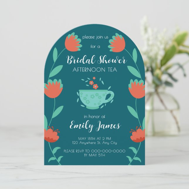 Invitación para Té de Despedida de Soltera - Fiest (Anverso de pie)