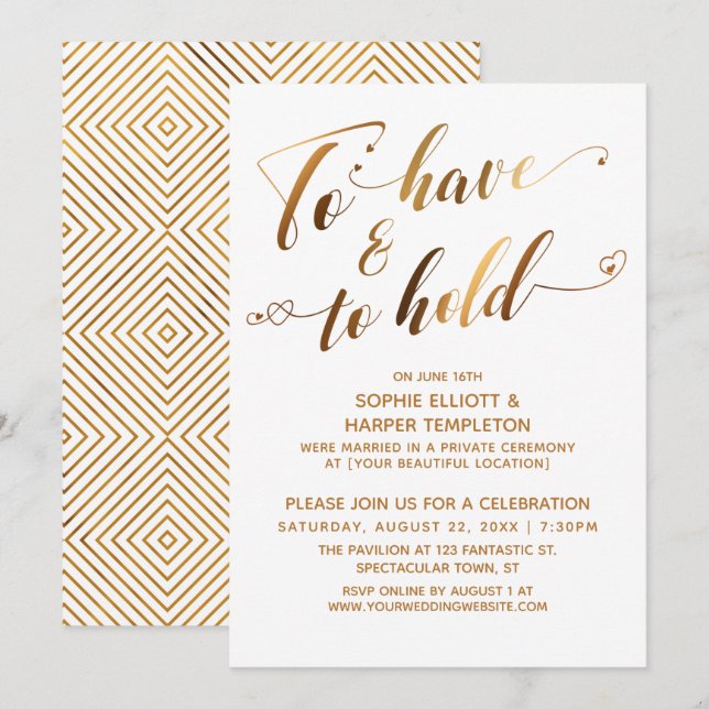 Invitación Para Tener Y Celebrar Un Evento Post-Boda De Oro B (Anverso / Reverso)