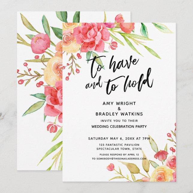 Invitación Para Tener y Mantener Flores Boho en la Recepción  (Anverso / Reverso)