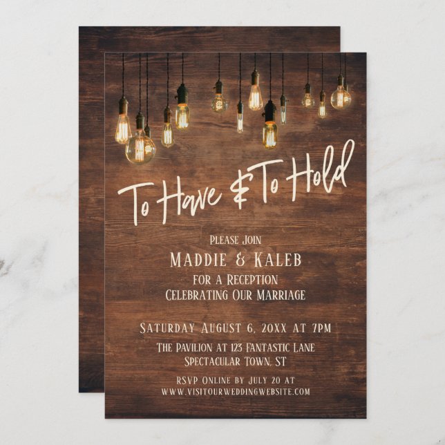 Invitación Para Tener y Mantener Luces de Edison de Madera Ma (Anverso / Reverso)