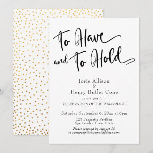 Invitación Para Tener y Para Mantener Confeti Dorado Recepció