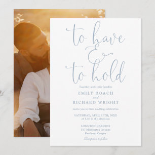 Invitación Para Tener Y Para Poseer Foto Boda Polvoriento Azu