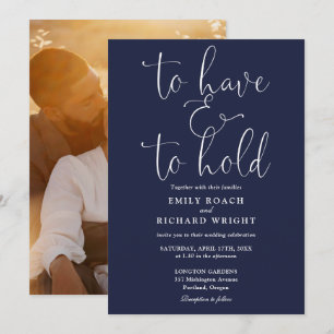 Invitación Para Tener Y Para Poseer Foto Bodas Azul Marino