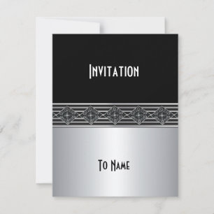 Invitación para todas las ocasiones Art Déco negro